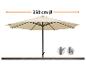 Parasol de 350 cm de diamètre, avec manivelle et sac de rangement.