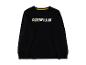 Sweat-shirt noir avec texte blanc et détail jaune