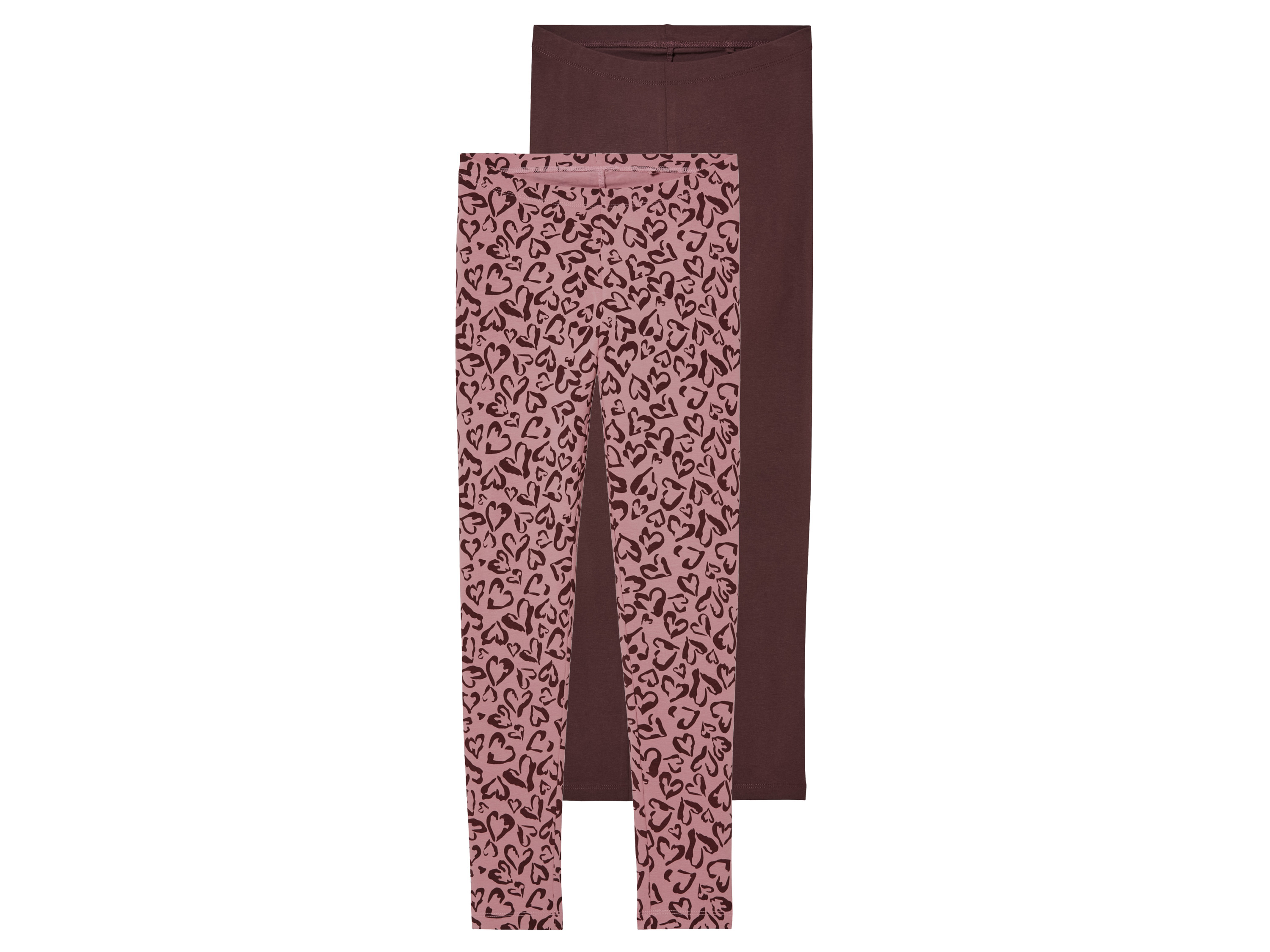 pepperts!® Leggings enfant 2 pièces, coton majoritaire (10-12 ans, rose/rouge foncé)