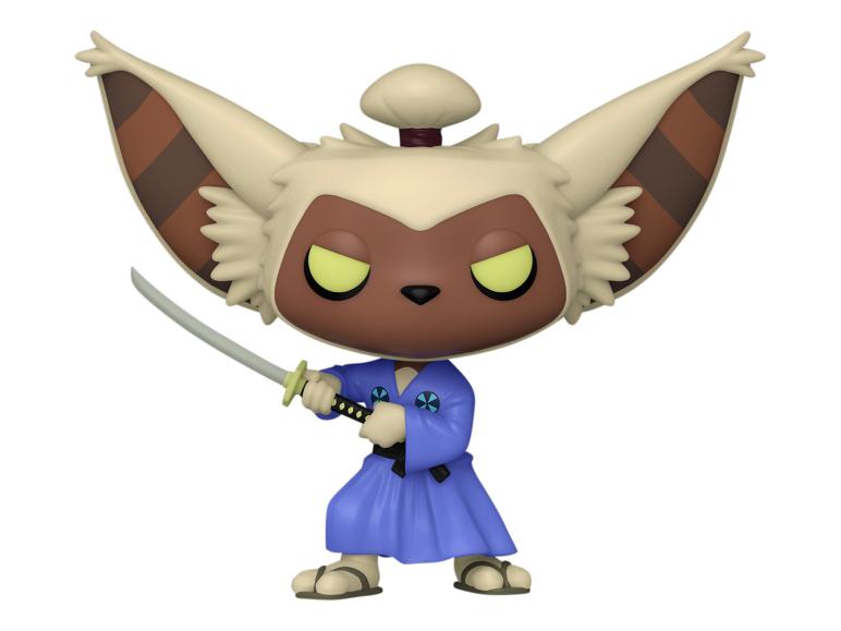 Figurine de collection Momo avec épée, vêtue d'un kimono bleu.