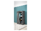 Armoire portable en tissu gris contenant des vêtements et accessoires.