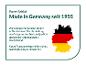 Texte « Made in Germany since 1955 » avec une carte de l'Allemagne aux couleurs du drapeau.