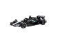Voiture de course miniature noire avec des détails blancs sur fond noir