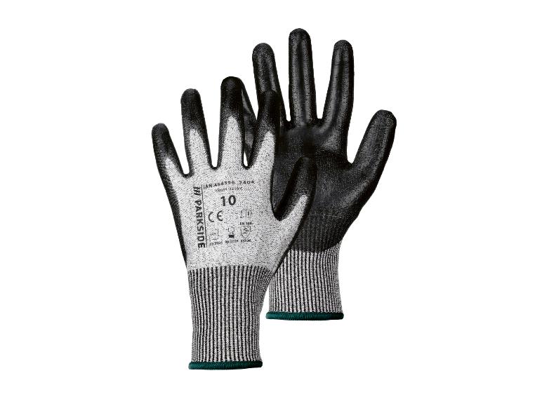 Gants de travail Parkside noirs et gris avec marquage CE et taille 10.