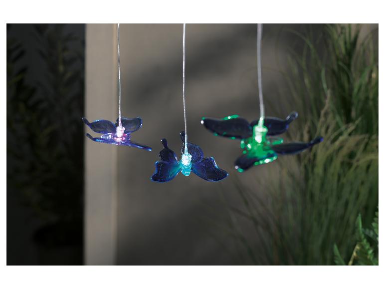 Lampes papillons bleues et vertes à LED, décoratives pour l'extérieur.