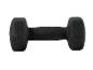 Un haltère noir recouvert de néoprène sur fond blanc.