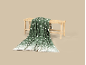 Couverture verte à motif de flocons de neige blancs drapée sur un banc en bois.