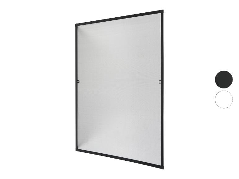 Moustiquaire pour fenêtres avec cadre noir et maille blanche, avec options de couleur noire et blanche.