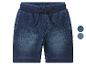 Short en jean bleu foncé pour enfant avec cordon de serrage à la taille.