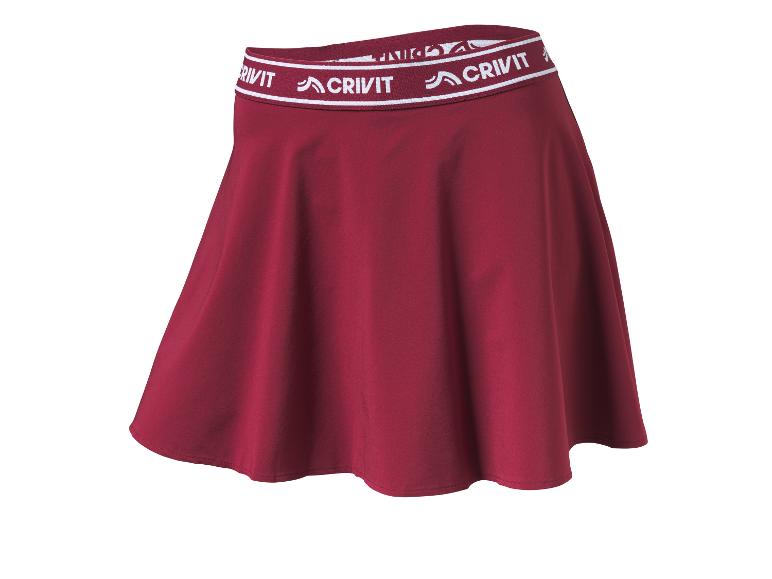 Jupe de sport bordeaux avec une ceinture élastique blanche ornée de lettres