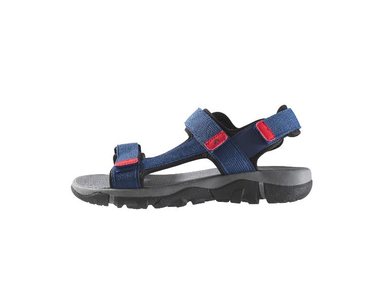 Sandales de sport bleu marine et grises avec des sangles réglables.