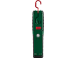 Lampe de travail verte avec crochet rouge, base magnétique et port de charge 5V DC 1A.