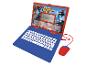 Un ordinateur portable Lexibook bleu avec un design Spider-Man rouge, y compris une souris.
