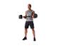 Homme en tenue de sport tenant une barre avec des poids.