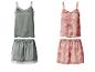 Ensembles pyjama caraco et short en satin, un vert avec dentelle et un imprimé.