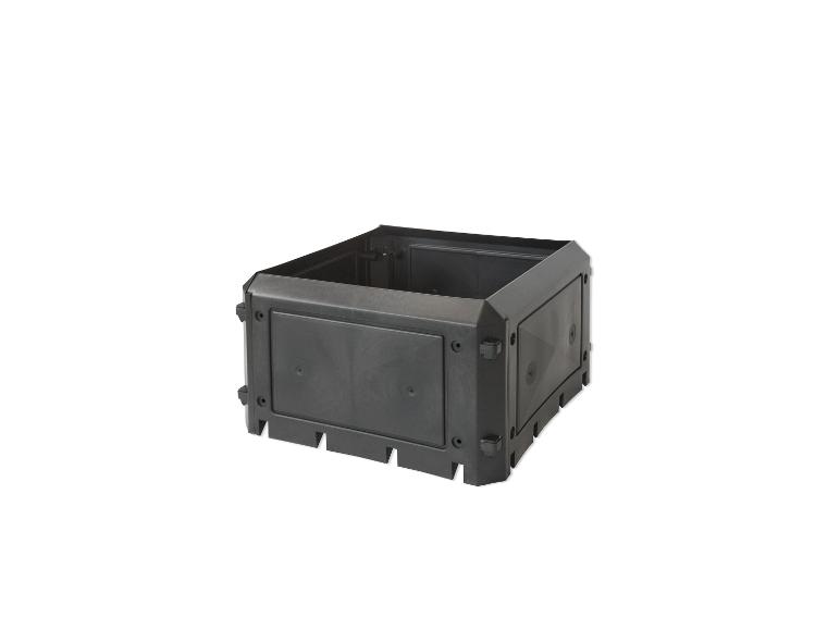 Composteur de jardin noir, carré et ouvert sur le dessus