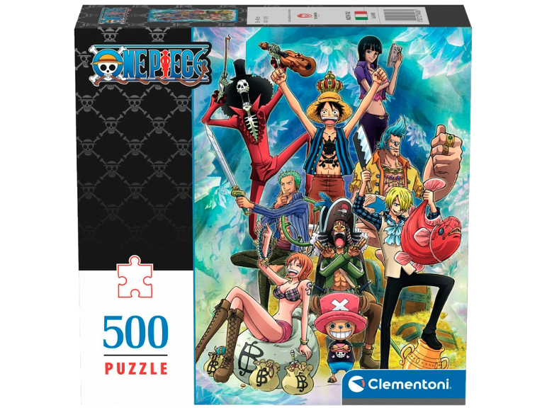 Puzzle de 500 pièces One Piece avec une illustration colorée d'anime.