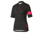 Maillot de cyclisme femme noir avec des accents roses.