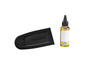 Une bouteille d'huile Parkside avec une housse de protection noire.