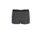Boxer gris foncé avec ceinture noire et rayures blanches, vue arrière.