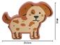 Veilleuse en bois en forme de chien avec des taches marron, 23,5x18cm