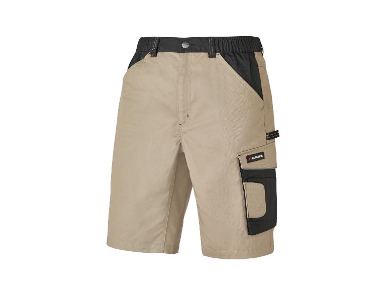 Shorts de travail Parkside beige et noir.