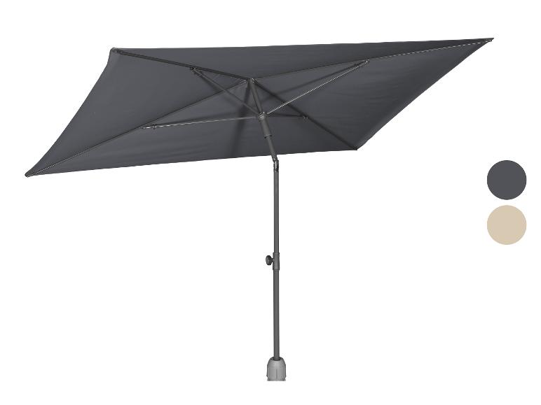Parasol de jardin rectangulaire gris anthracite avec mât central et base