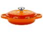 Cocotte en fonte orange avec couvercle et bouton argenté