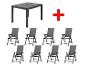 Table et 8 chaises de jardin pliantes.