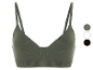 Soutien-gorge de sport côtelé vert olive.