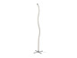 Un lampadaire argenté avec un design incurvé.
