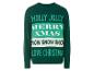 Un pull de Noël vert avec l'inscription 'Holly Jolly Merry Xmas'.