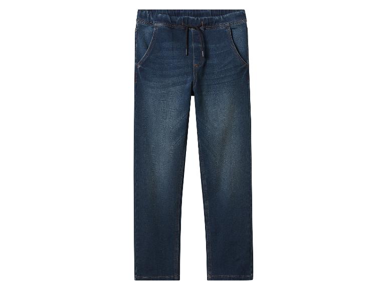 Pantalon jogger en jean bleu foncé pour homme avec cordon de serrage.