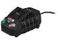 Chargeur de batterie noir avec indicateurs LED et câble d'alimentation.