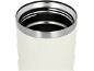 Mug isotherme couleur crème avec intérieur en métal argenté.