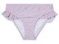 Maillot de bain violet à étoiles, détails froncés.