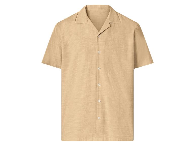 Chemise beige à manches courtes pour homme avec col