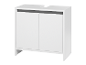Une armoire de salle de bain blanche à deux portes.