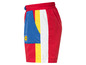 Short de bain rouge avec logo Lidl et rayures colorées.