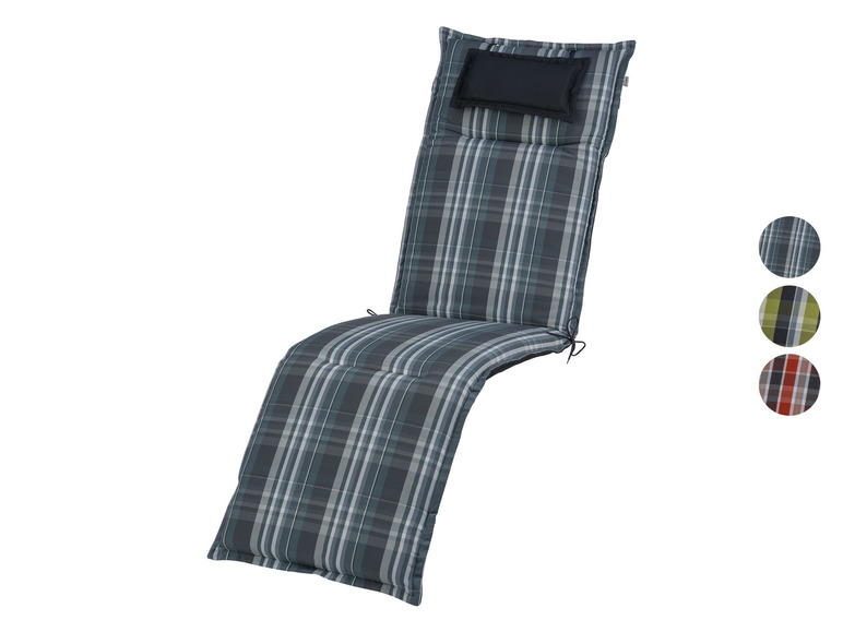 Coussin de chaise longue à carreaux avec appui-tête.