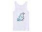 Débardeur blanc pour enfant avec motif d'excavatrice et de grue.