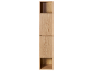 Armoire de toilette haute en bois clair avec étagères ouvertes et portes.