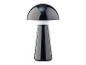 Une lampe noire en forme de champignon.