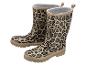 Bottes de pluie imprimé léopard avec doublure en fausse fourrure