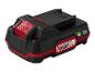 Une batterie Parkside X20V Team noire et rouge avec un indicateur de charge.