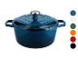 Cocotte en fonte bleue avec couvercle et options de couleur