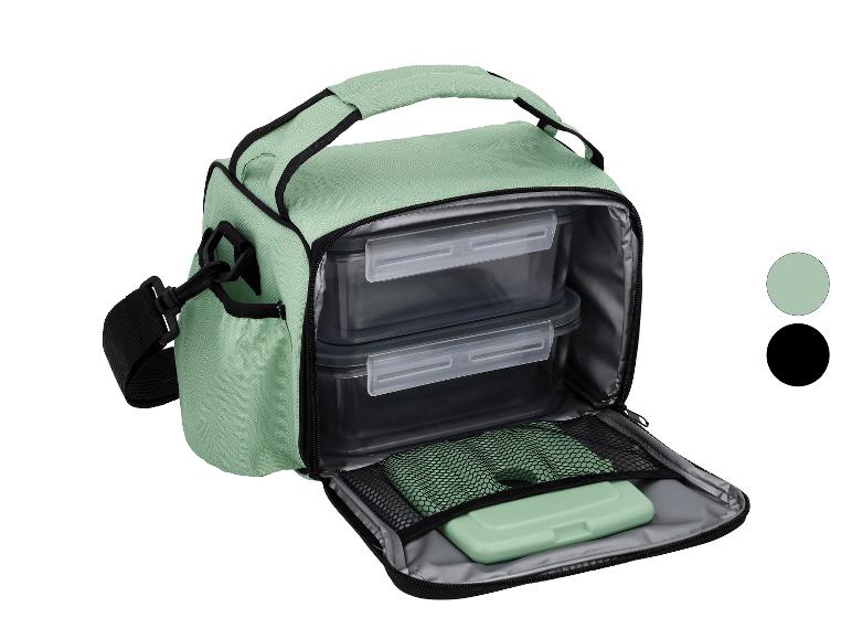 Sac repas isotherme vert menthe avec deux récipients et une petite boîte