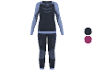 Ensemble de sous-vêtements thermiques pour femme en bleu foncé et bleu clair avec deux options de couleur.