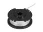 Bobine noire avec fil transparent pour coupe-bordure, avec le texte 'www.grizzly-shop.de IAN 507528 2507'