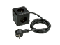 Multiprise cube noire Tronic avec trois prises et un câble enroulé.